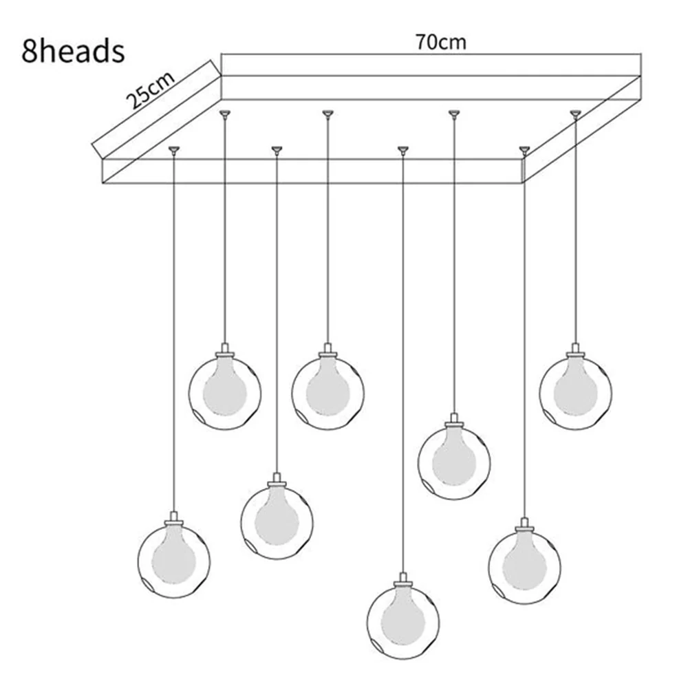 Multi-heads Glass Globe Cluster Stairway Light Pendant Light - Image 17