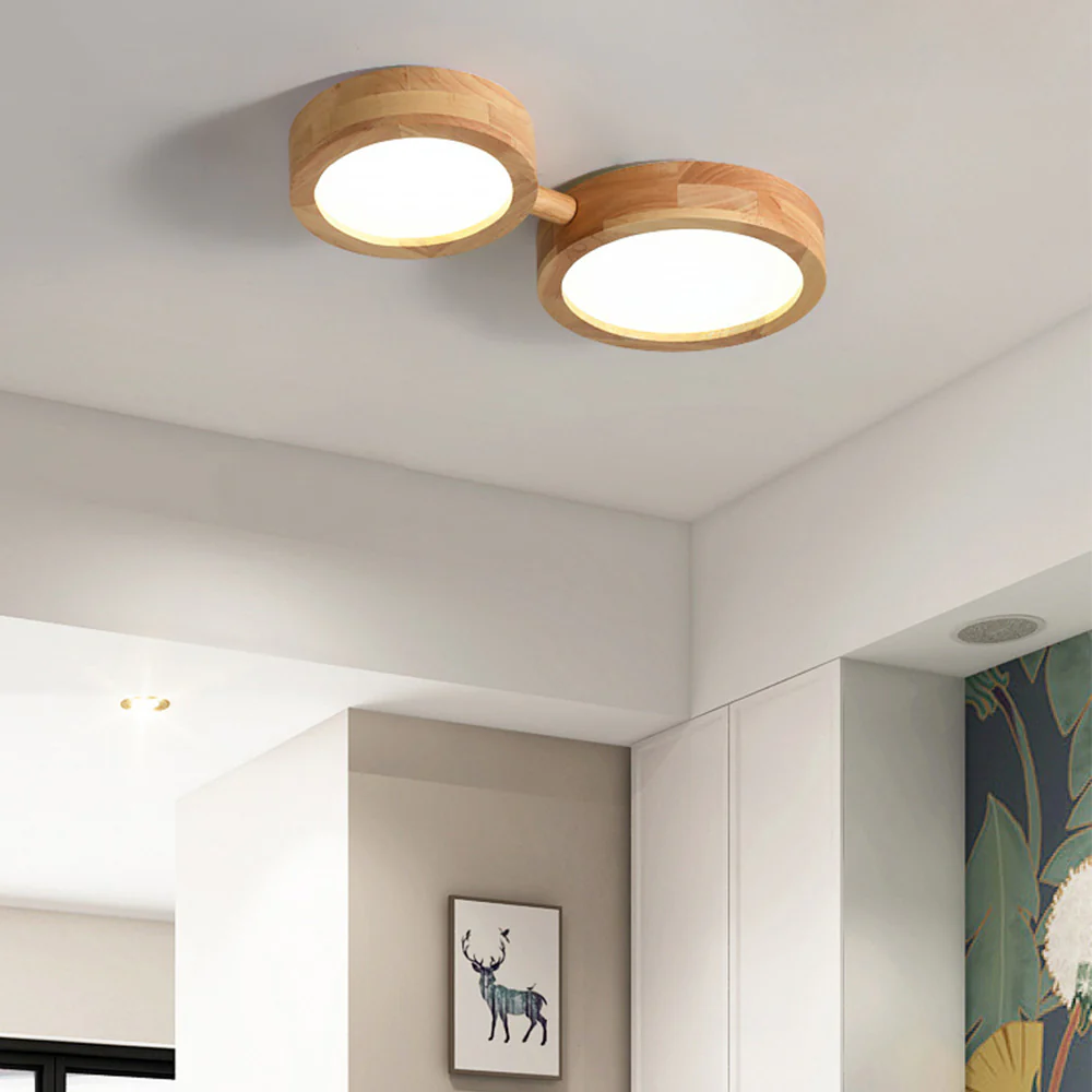 Multi-Heads Wood Retro LED Ceiling Light