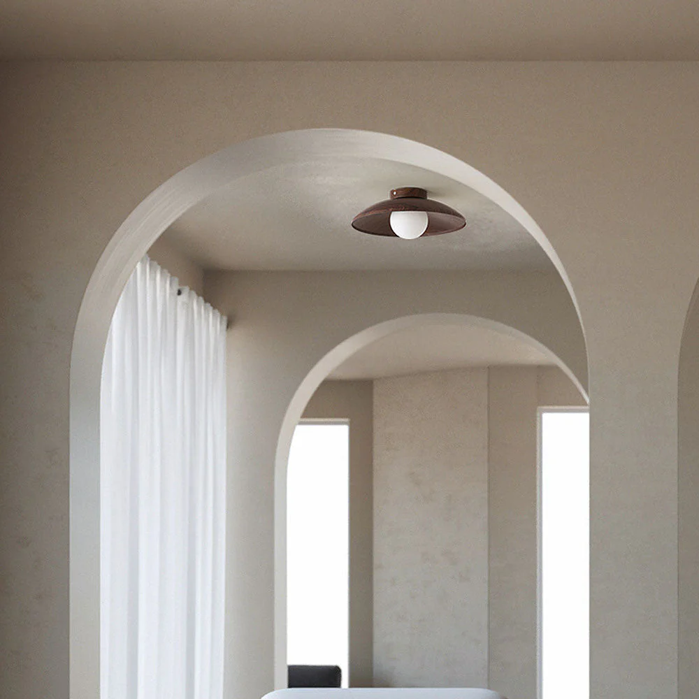 Natural Brown Iron Wooden Ceiling Light - Image 2