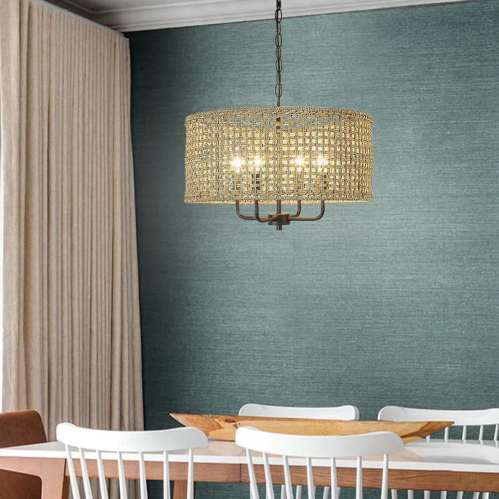 Natural Grid Woving Rattan Pendant Light - Image 7