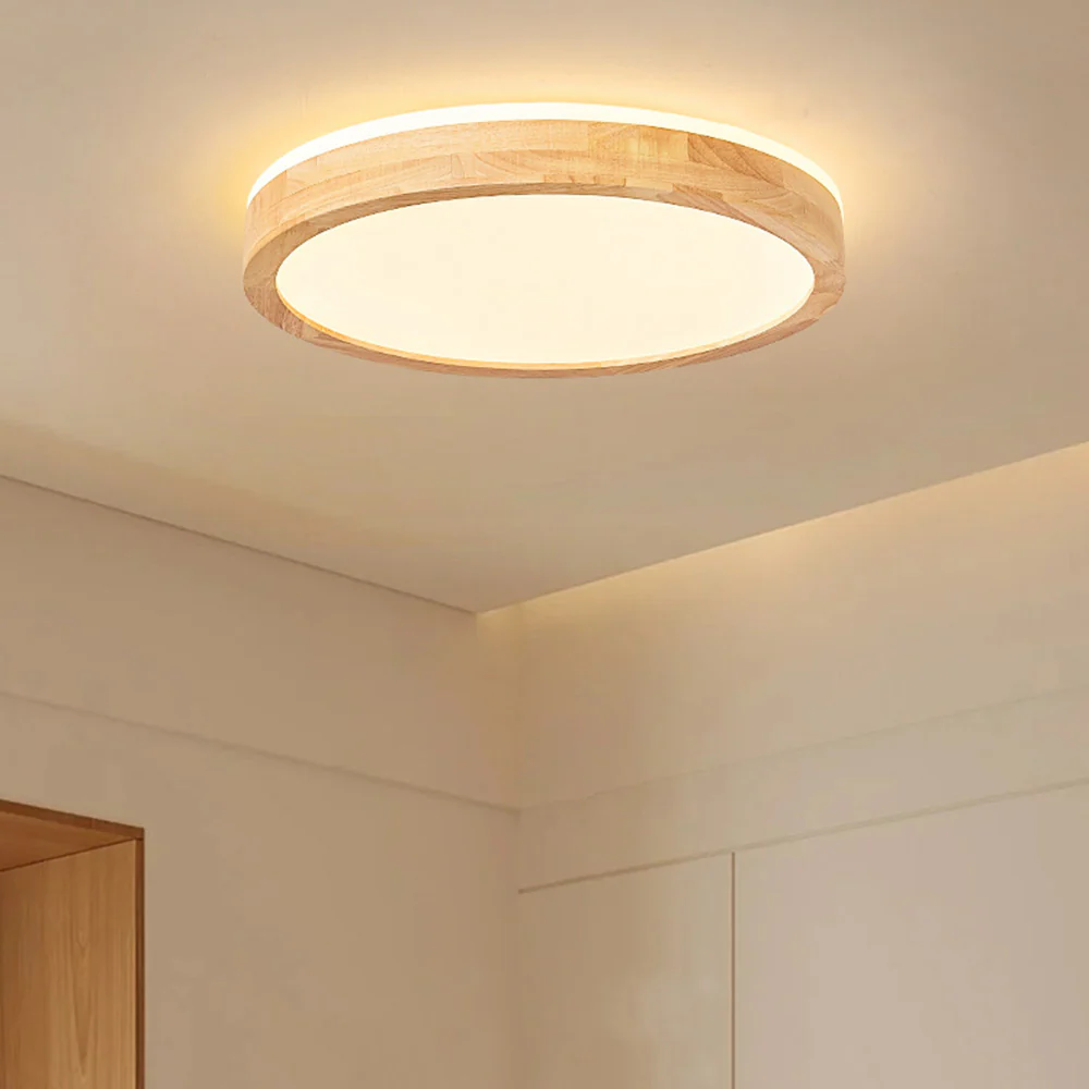 Natural Wood LED Round Ceiling Light