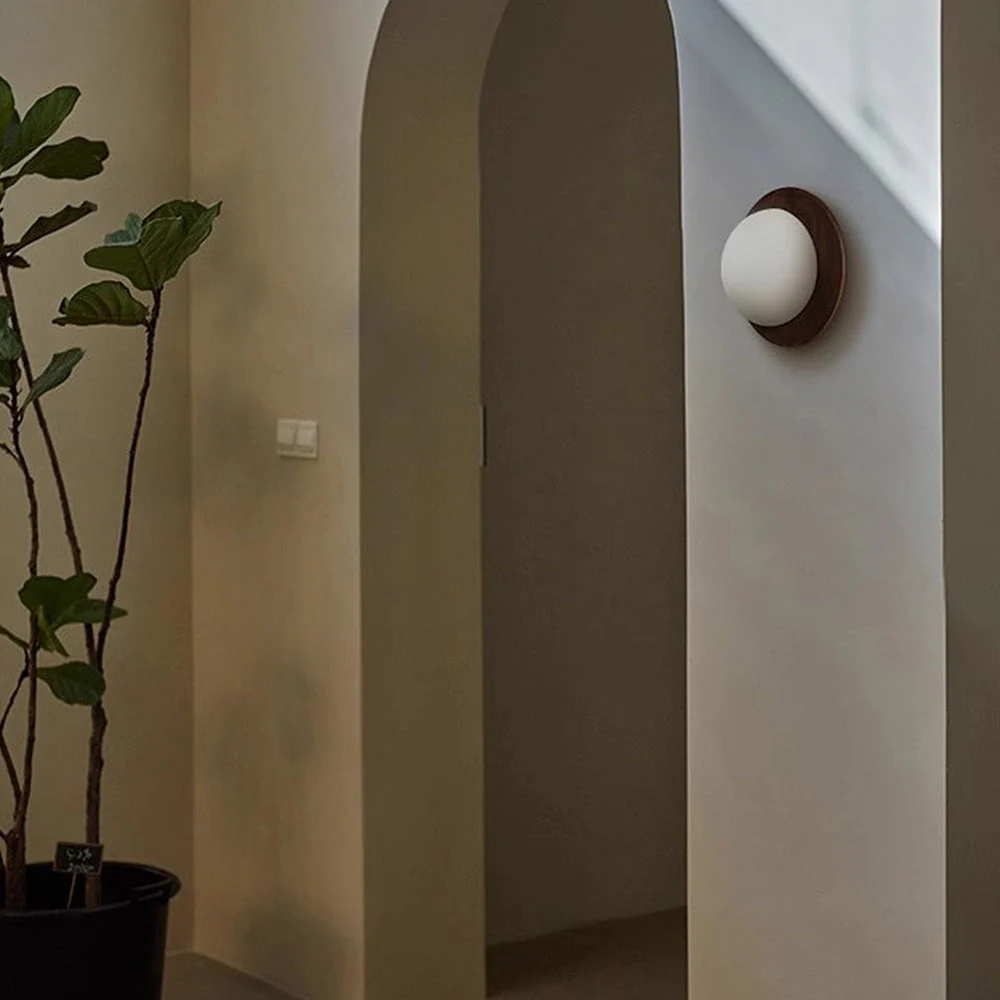 Natural Wood Minimalist Round Wall Light - Image 10