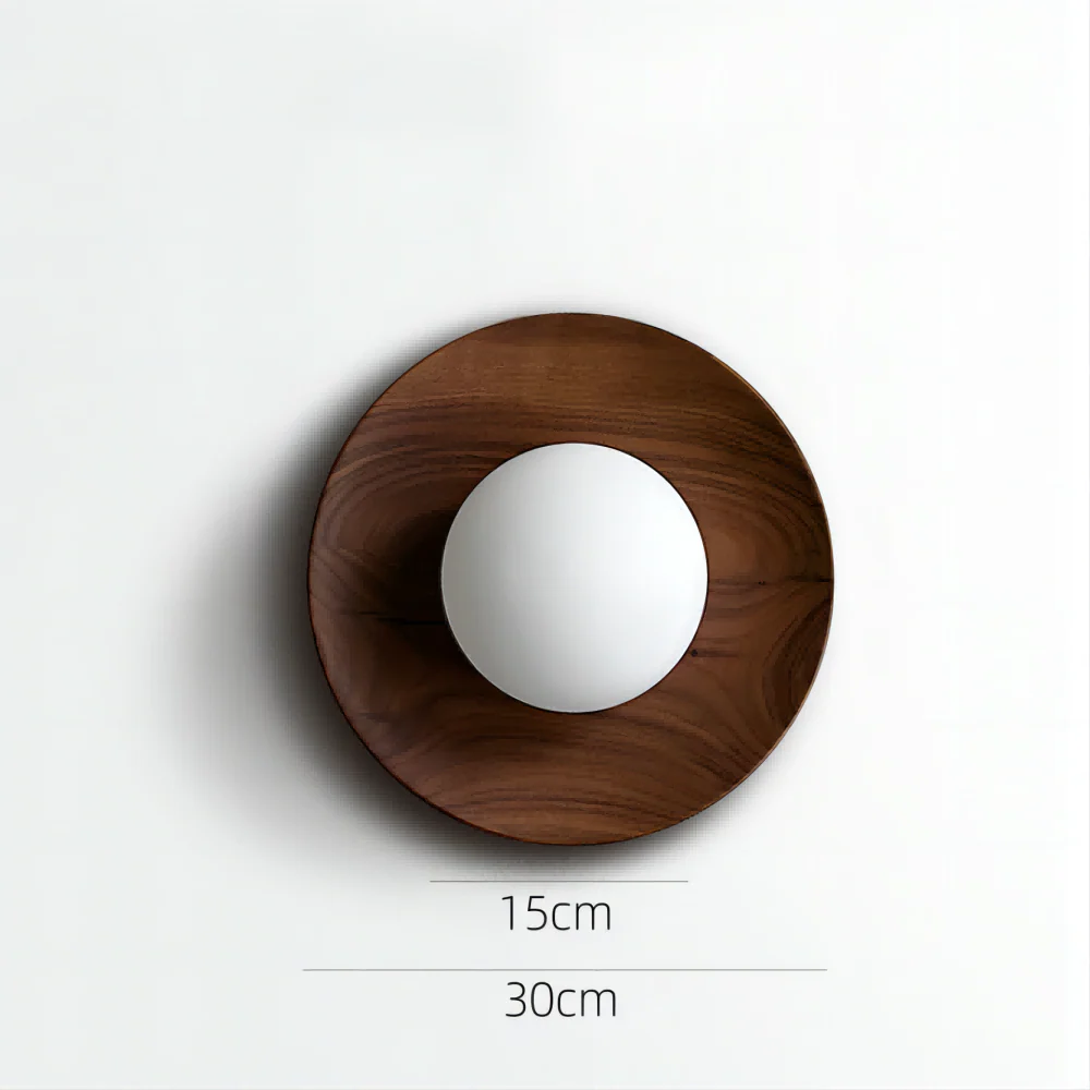 Natural Wood Minimalist Round Wall Light - Image 16