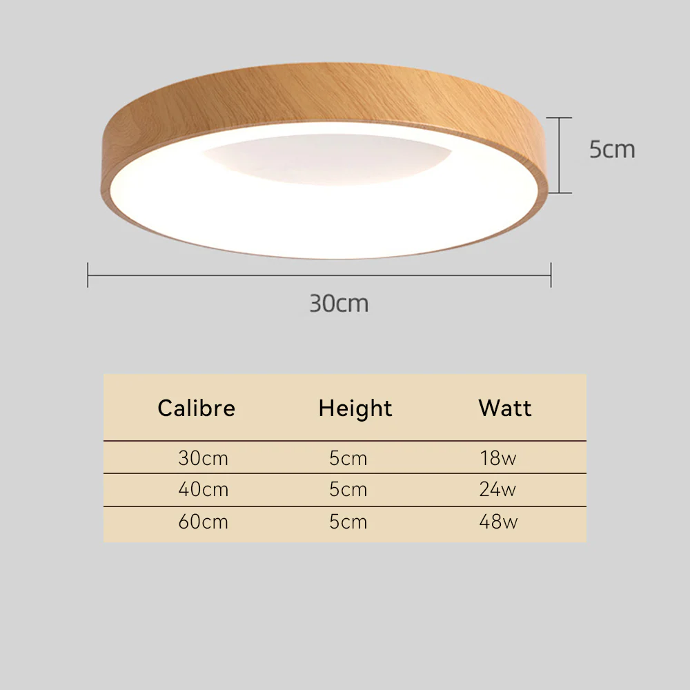 Natural Wood Round LED Ceiling Light - Image 3