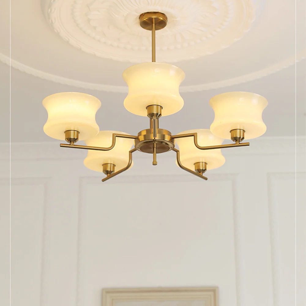 Nordic Belue Brass Glass Chandelier For Dining Room - Image 2