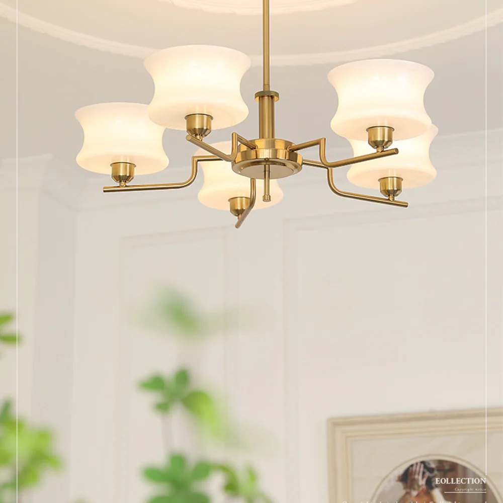 Nordic Belue Brass Glass Chandelier For Dining Room - Image 4