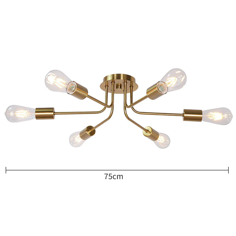 Modern 6-Light Gold Glass Semi Flush Chandelier - Image 5
