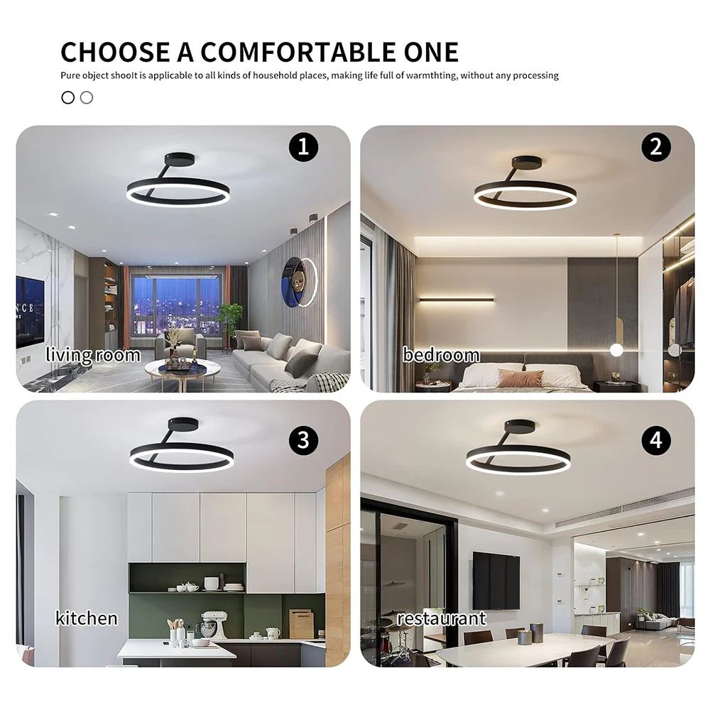 Nordic LED Geometry Circle Ceiling Light - Image 25