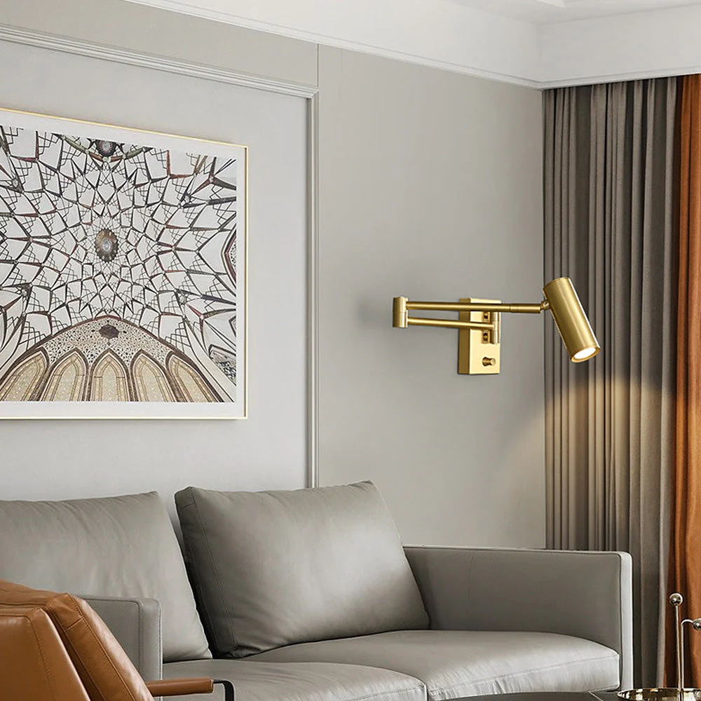 Nordic Spotlight Adjustable Brass Wall Light - Image 3