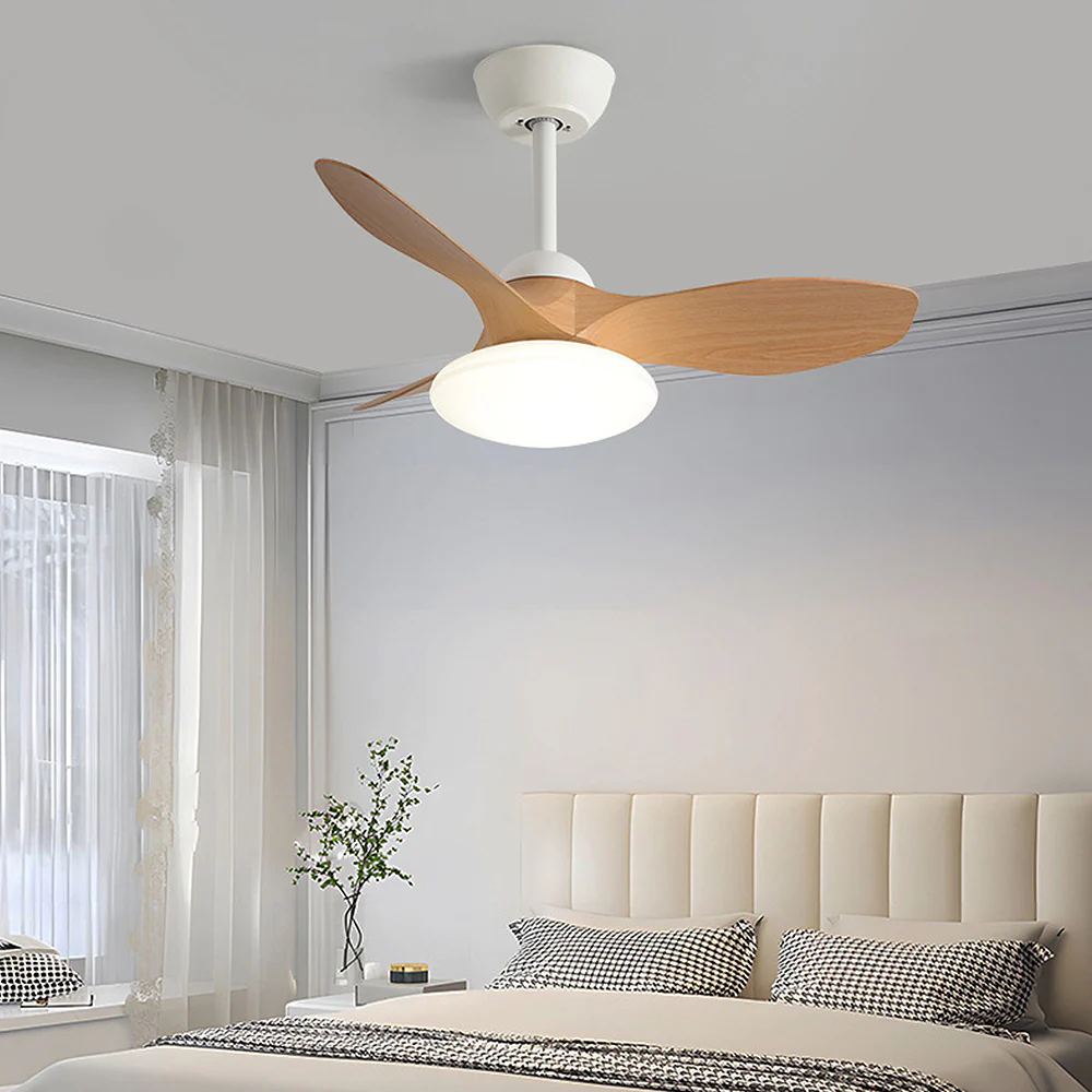 Natural Wood Stylish Ceiling Fan With LED Light - Image 3