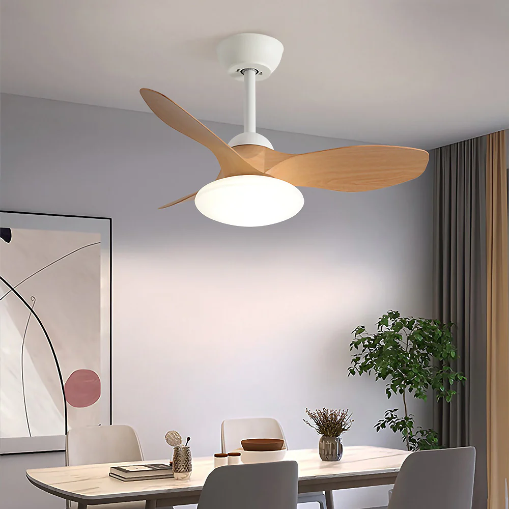 Natural Wood Stylish Ceiling Fan With LED Light - Image 4