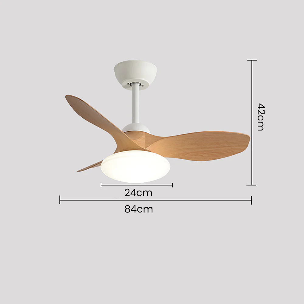 Natural Wood Stylish Ceiling Fan With LED Light - Image 7