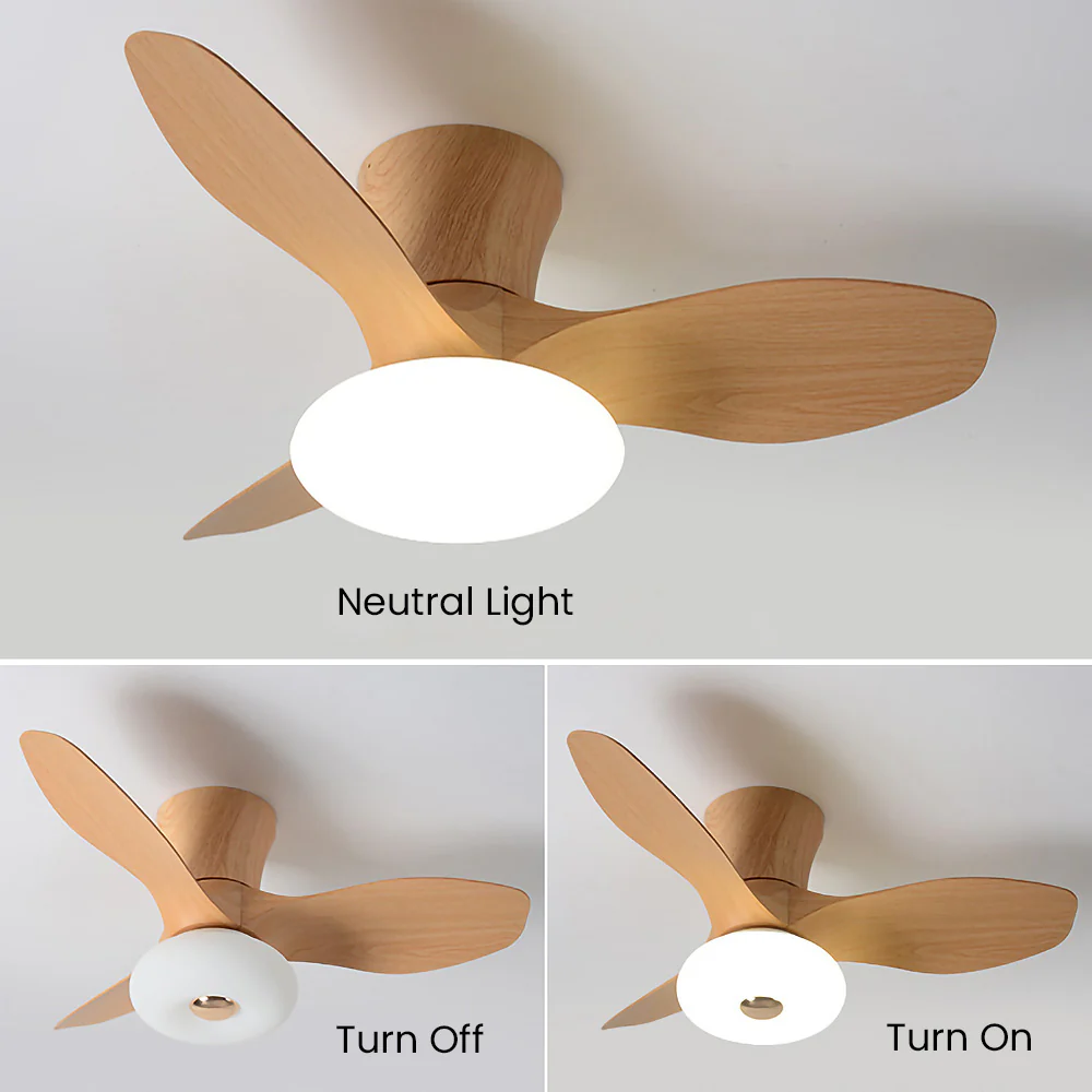 Natural Wood Stylish Ceiling Fan With LED Light - Image 9