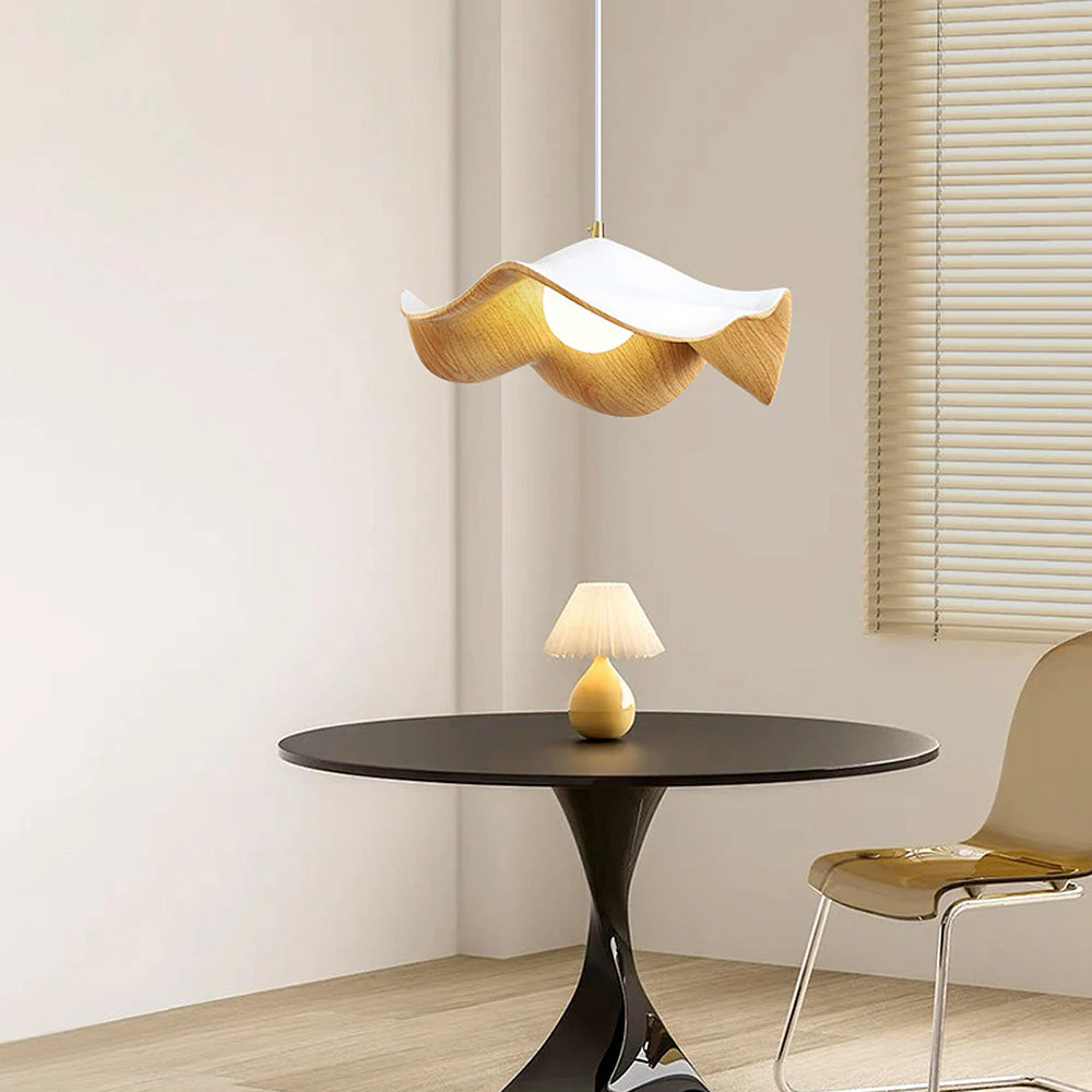 Nordic Wooden Lotus Leaf Pendant Light