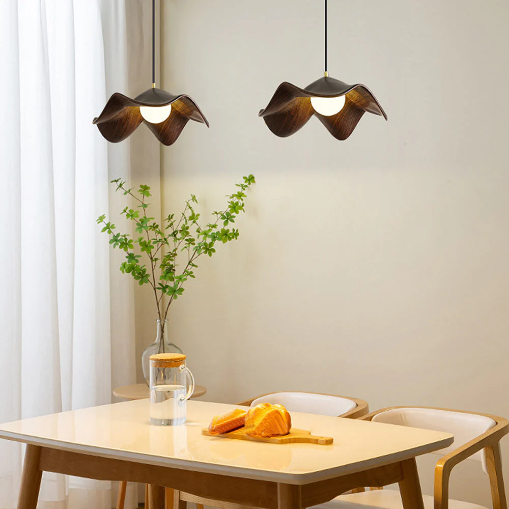 Nordic Wooden Lotus Leaf Pendant Light - Image 10