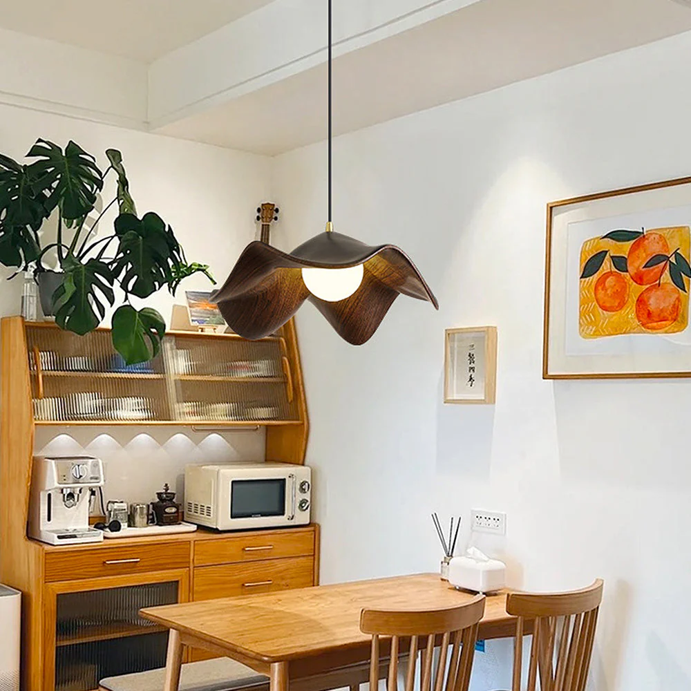 Nordic Wooden Lotus Leaf Pendant Light - Image 11