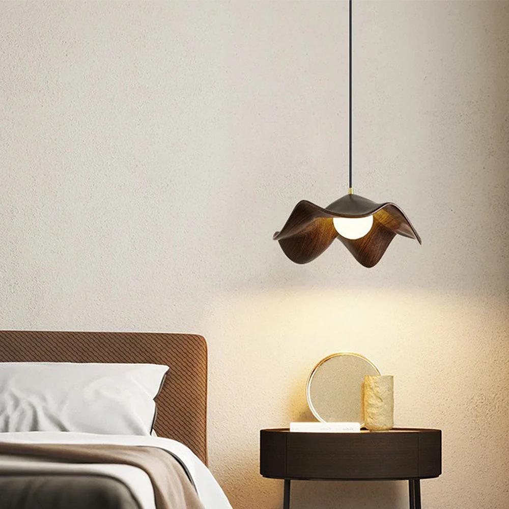 Nordic Wooden Lotus Leaf Pendant Light - Image 8