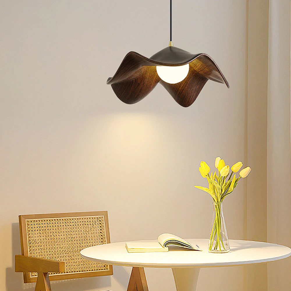 Nordic Wooden Lotus Leaf Pendant Light - Image 9