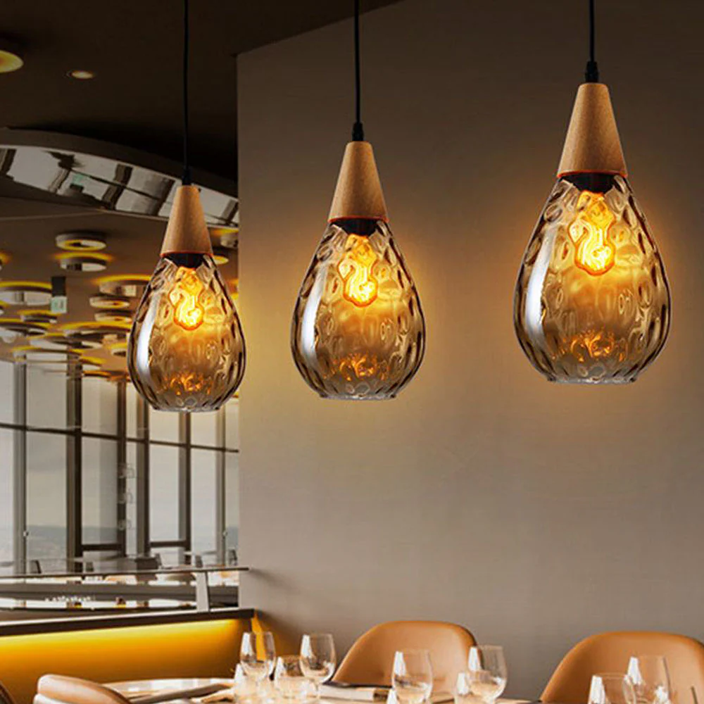 Retro Teardrop Glass Dining Room Pendant Light - Image 13
