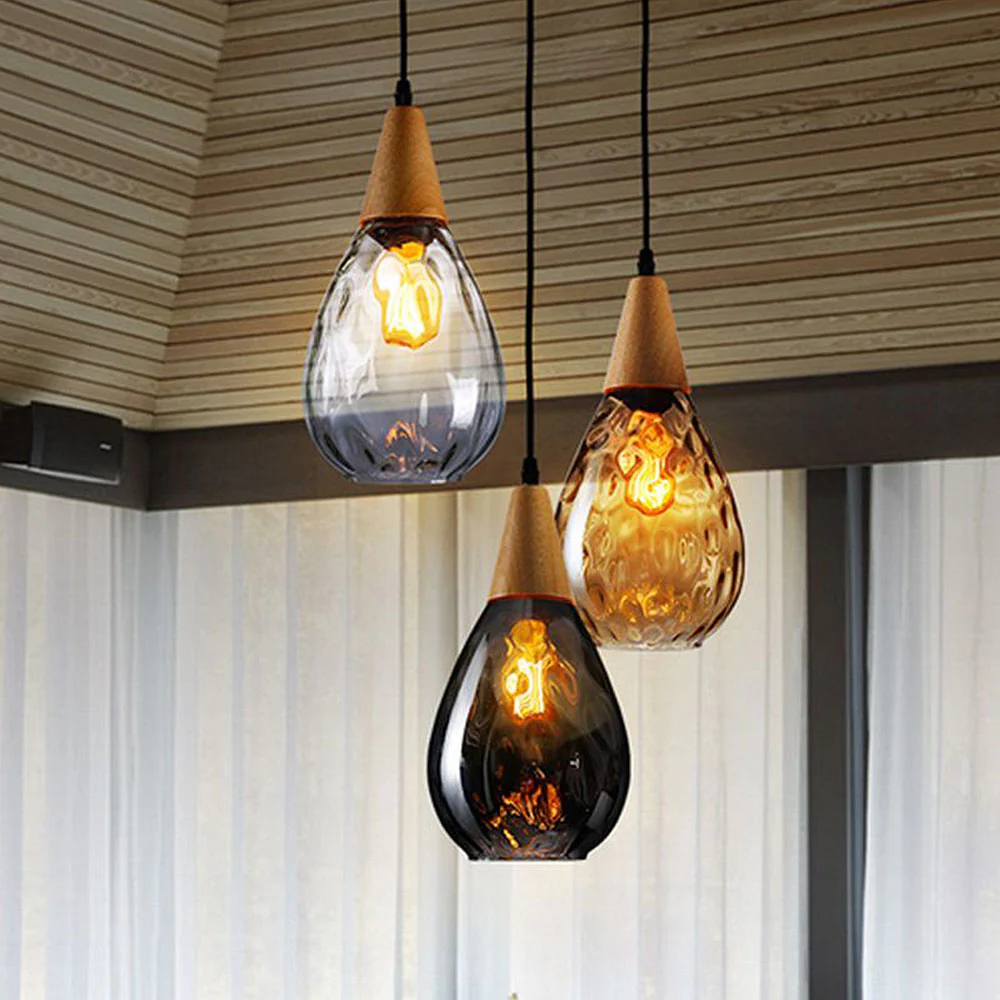 Retro Teardrop Glass Dining Room Pendant Light - Image 2
