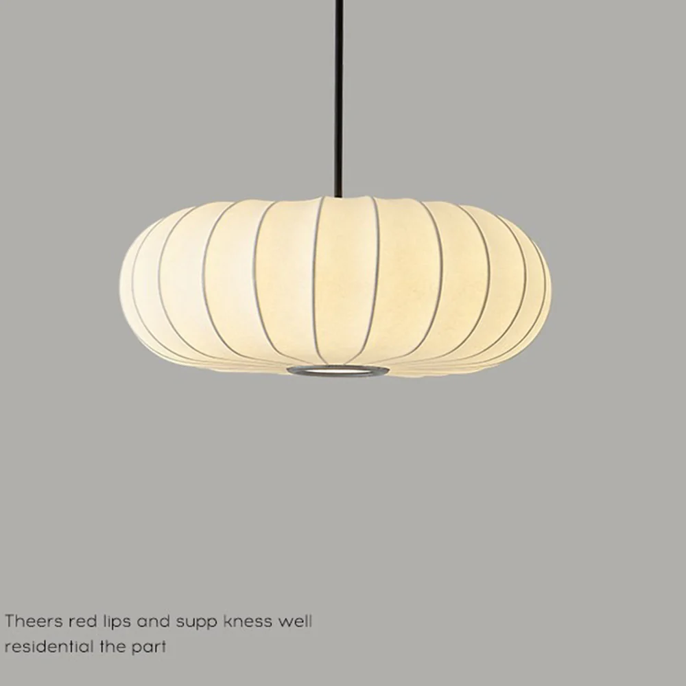 Pumpkin White Fabric Drum Pendant Light - Image 11