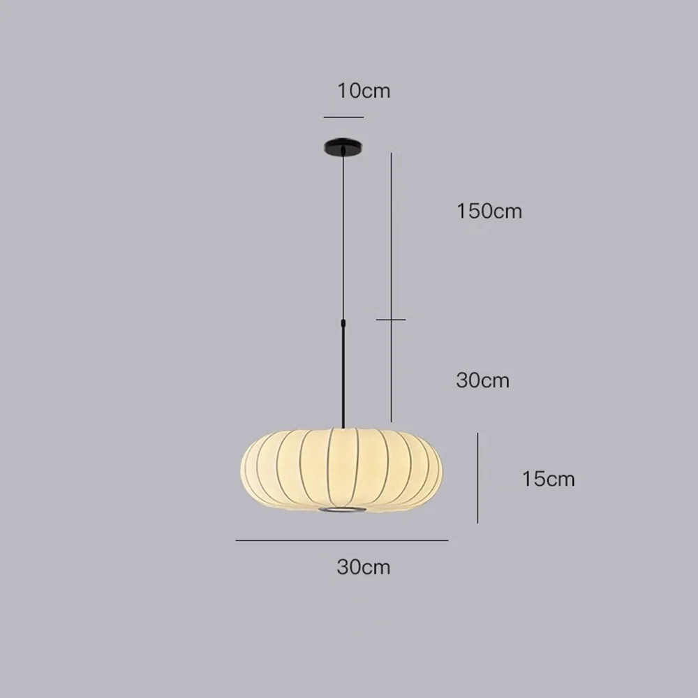 Pumpkin White Fabric Drum Pendant Light - Image 16