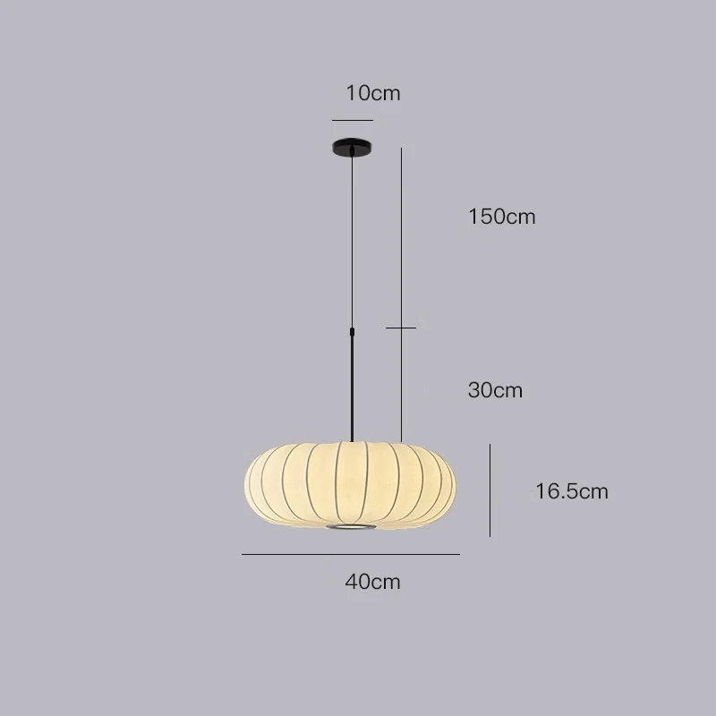 Pumpkin White Fabric Drum Pendant Light - Image 17