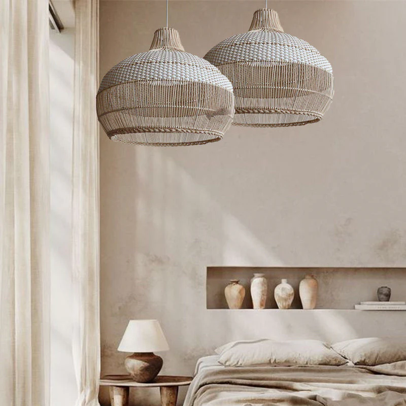 Rattan Kitchen Island Pendant Lighting Wicker Lamp Shade - Image 11