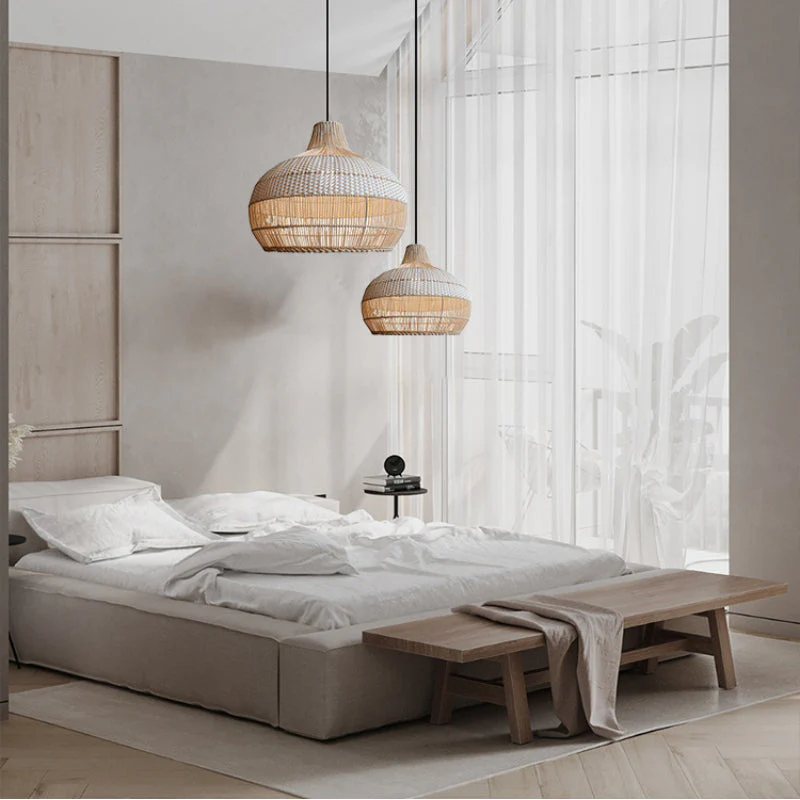 Rattan Kitchen Island Pendant Lighting Wicker Lamp Shade - Image 12