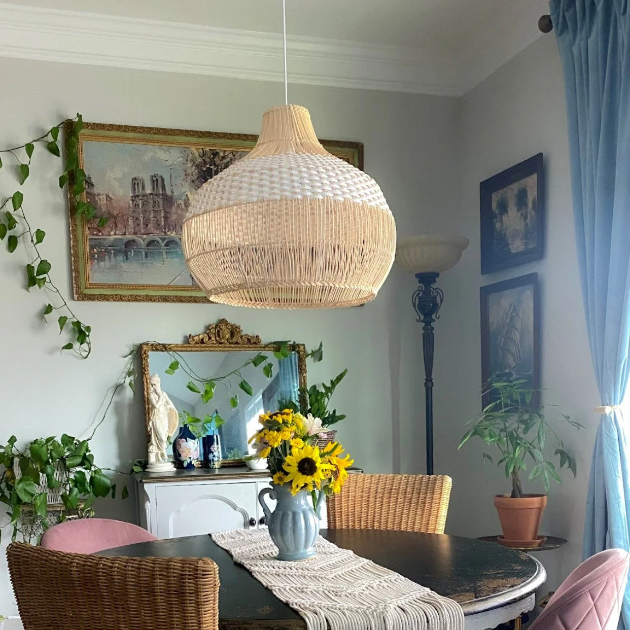 Rattan Kitchen Island Pendant Lighting Wicker Lamp Shade - Image 9