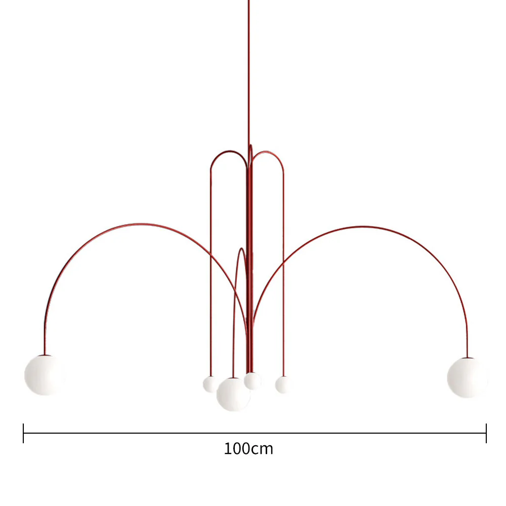 Red Art Deco Long Line Type Metal Pendant Light - Image 12