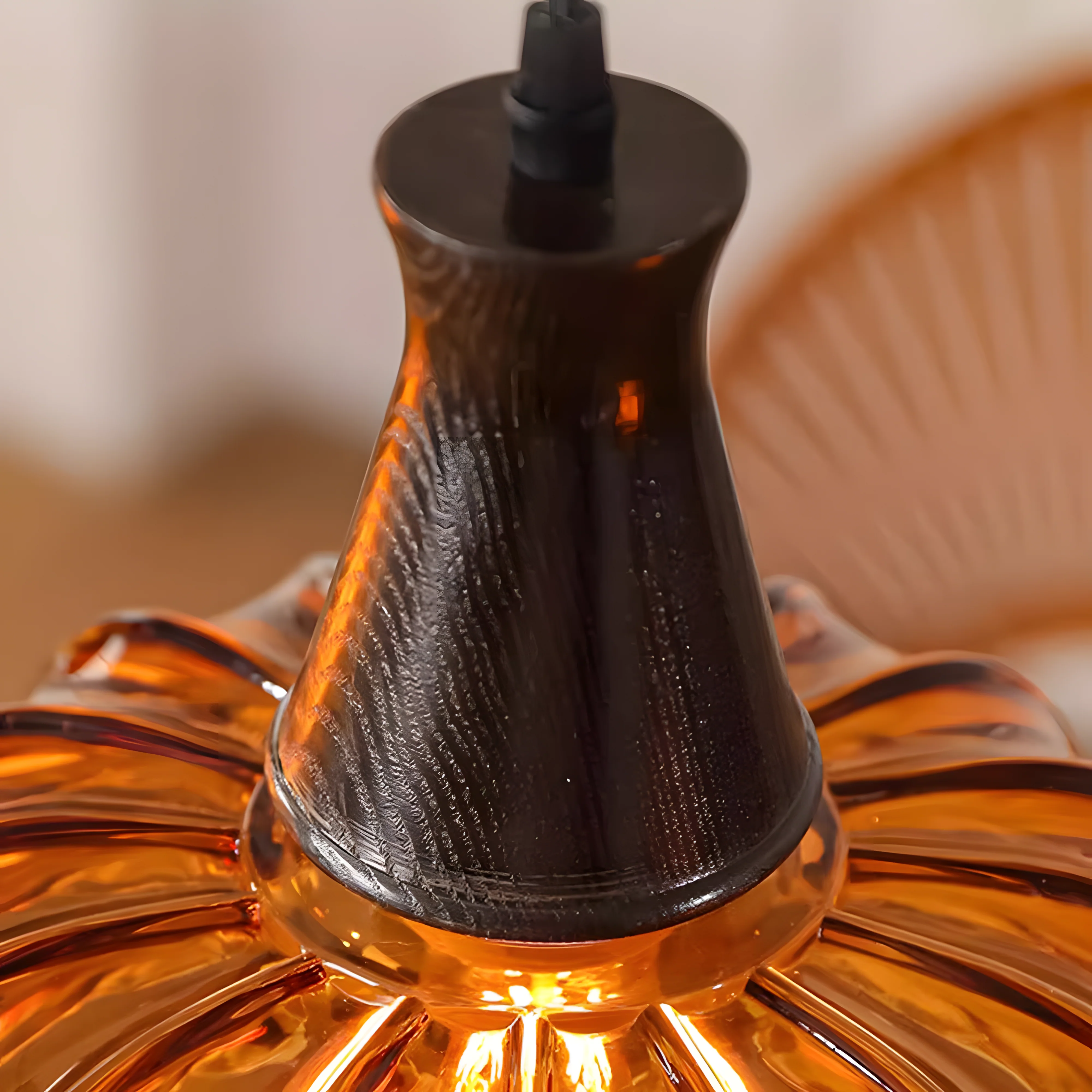 Retro Amber Blossom Glass Pendant Light - Image 11