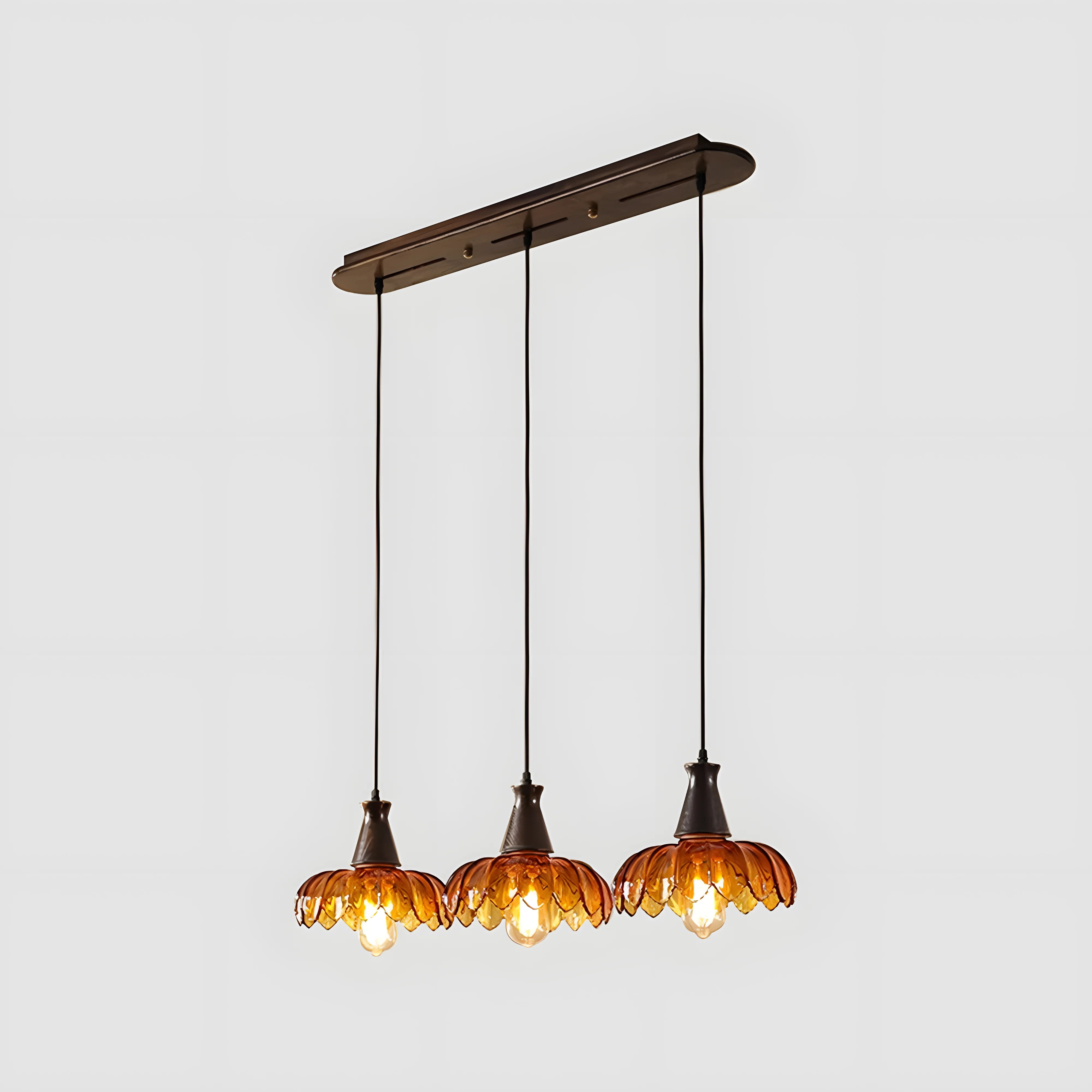 Retro Amber Blossom Glass Pendant Light - Image 3