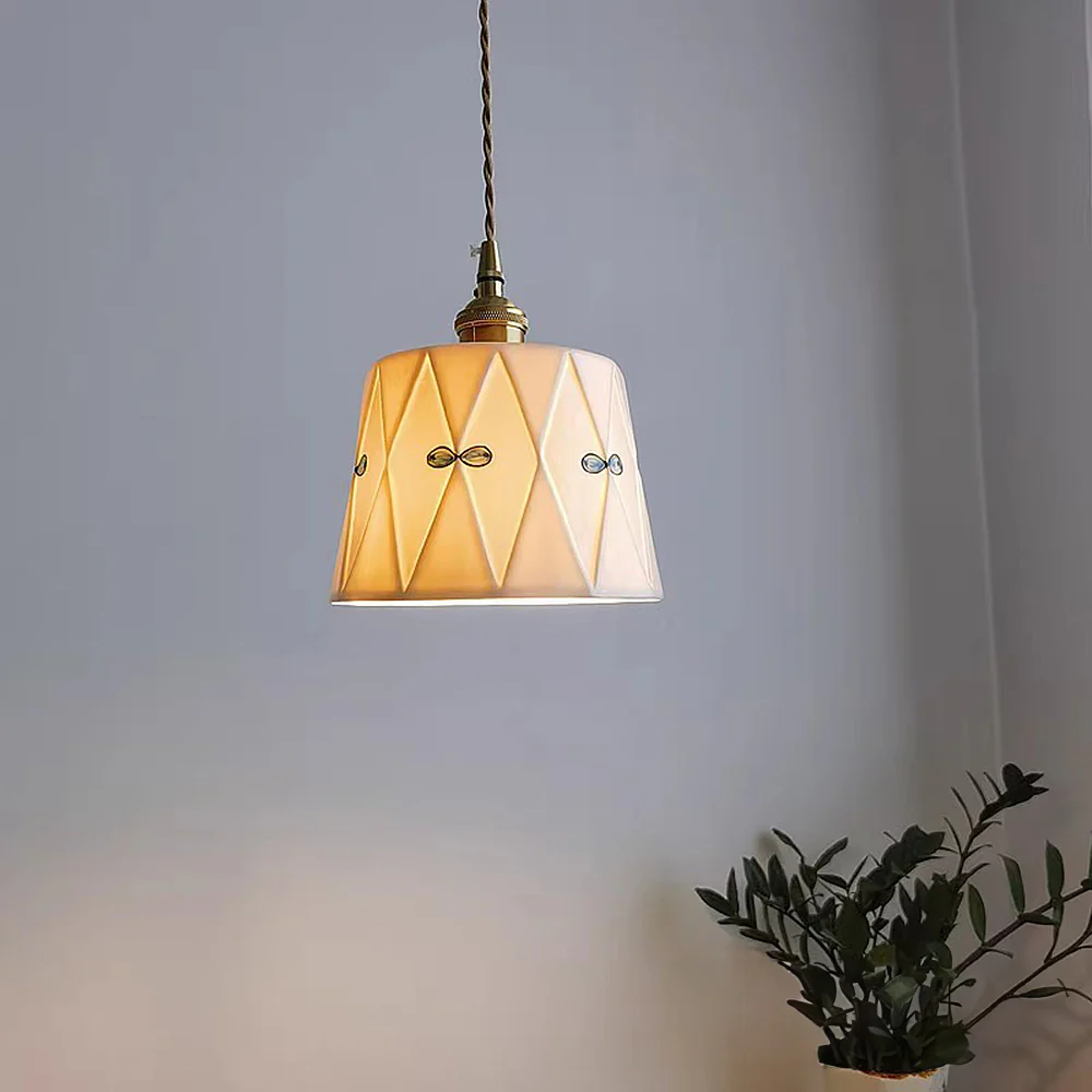 Retro Classic Ceramic White Pendant Light - Image 7