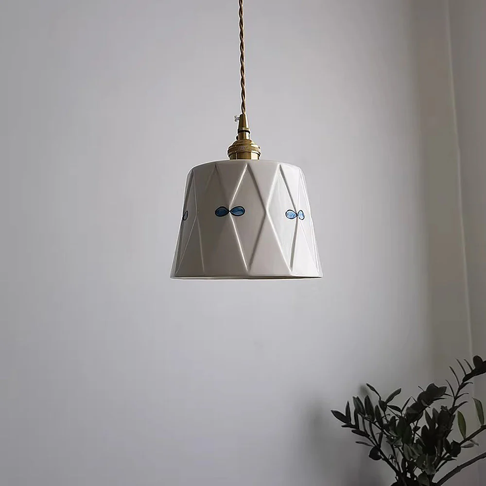 Retro Classic Ceramic White Pendant Light - Image 8