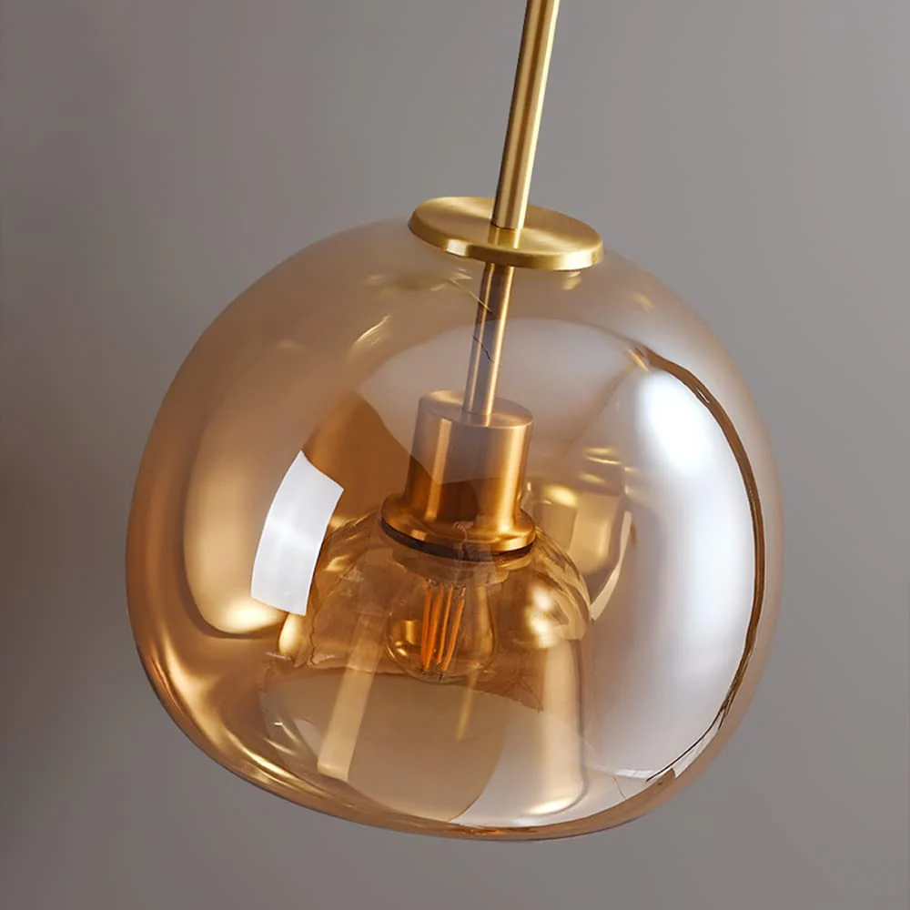 Retro Copper Glass Semi Flush Mount Ceiling Light - Image 5