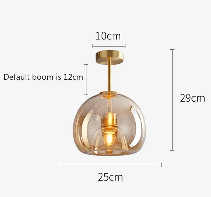 Retro Copper Glass Semi Flush Mount Ceiling Light - Image 8