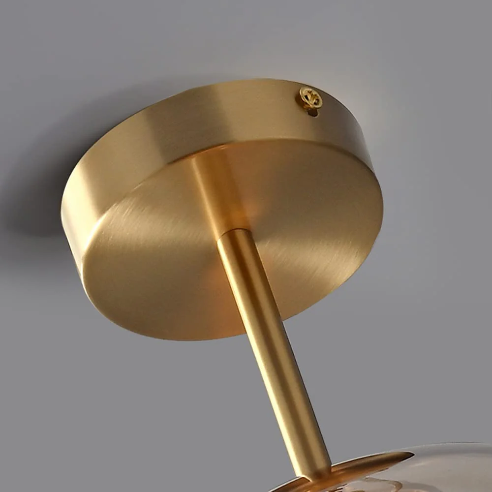 Retro Copper Glass Semi Flush Mount Ceiling Light - Image 9