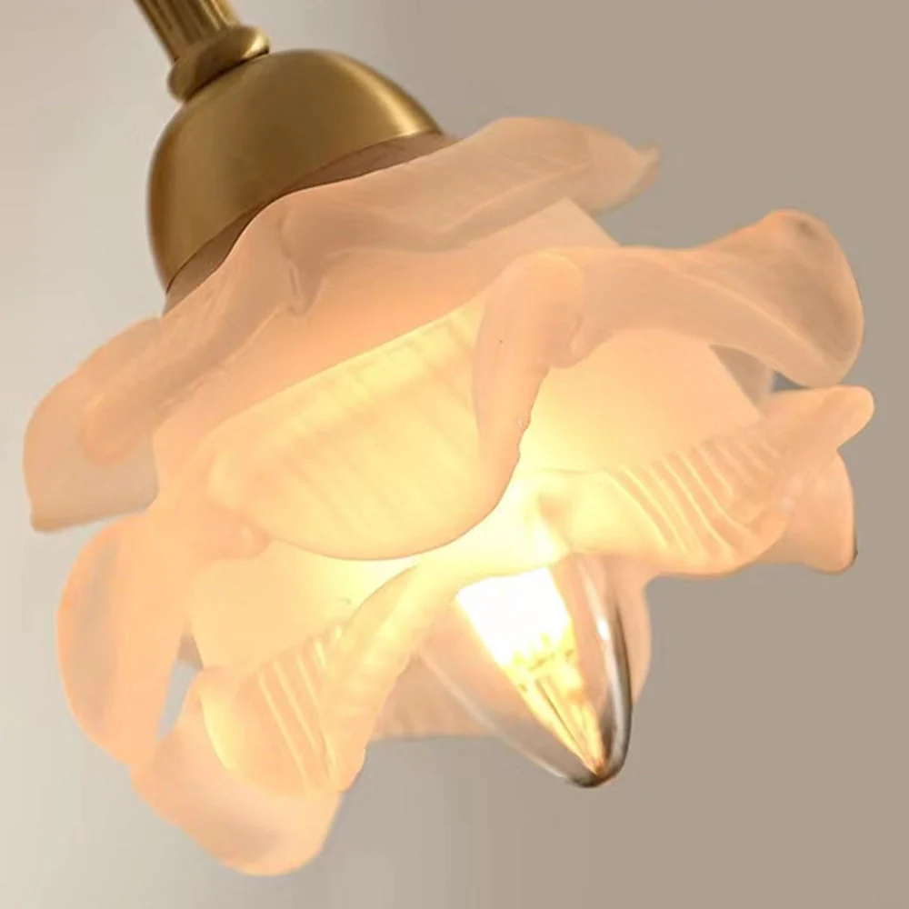 Retro Flower Petal Glass Wall Lamp Copper Wall Light - Image 10