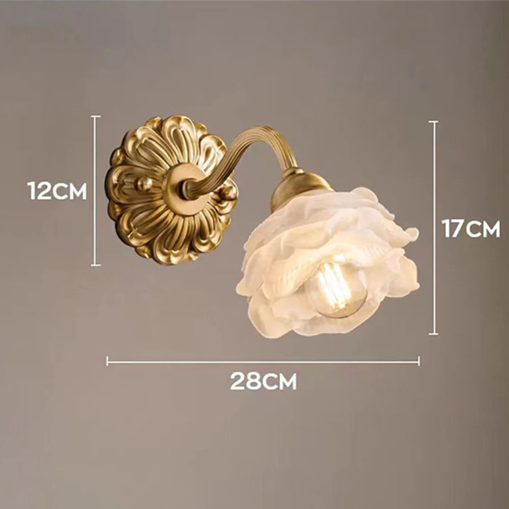 Retro Flower Petal Glass Wall Lamp Copper Wall Light - Image 12
