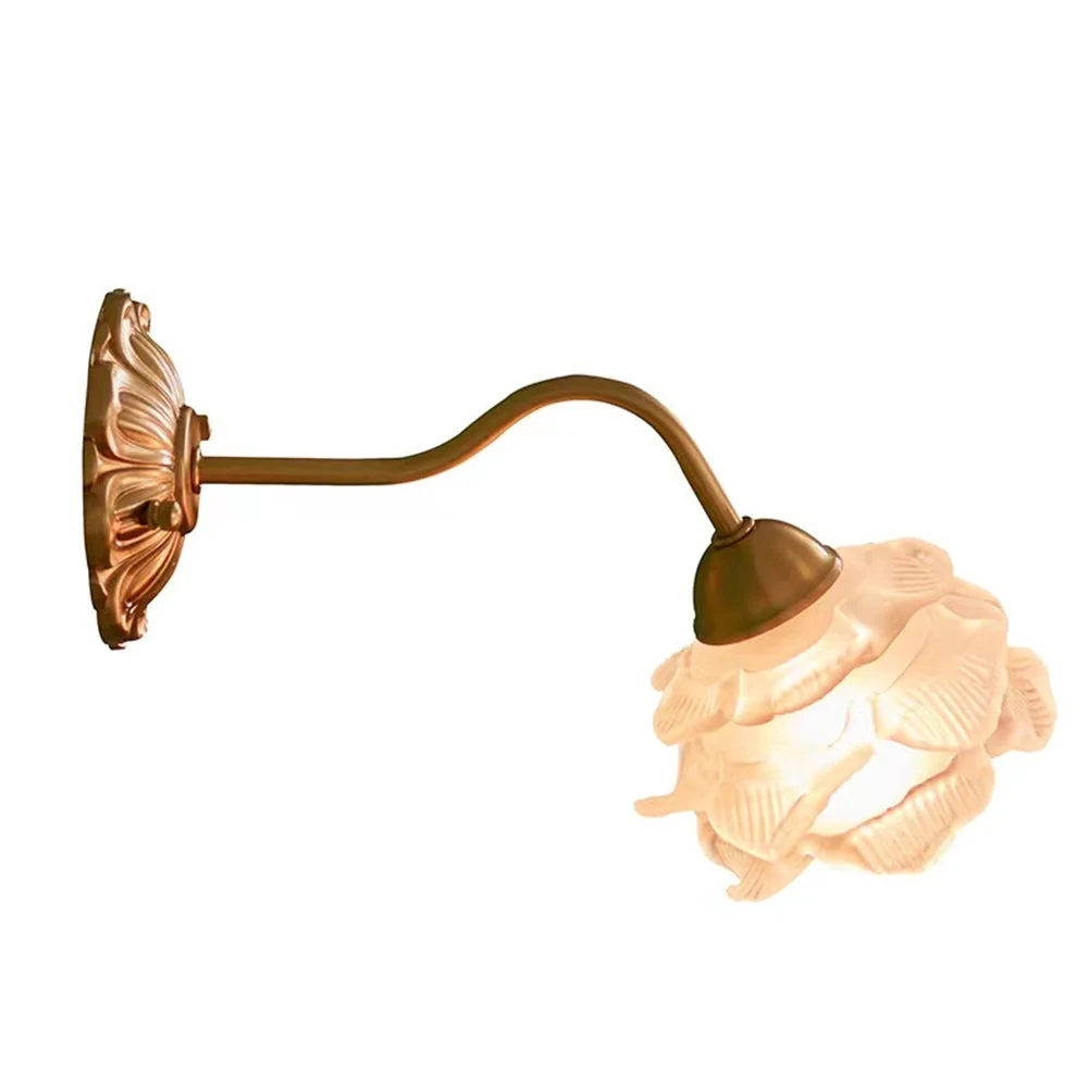 Retro Flower Petal Glass Wall Lamp Copper Wall Light - Image 13