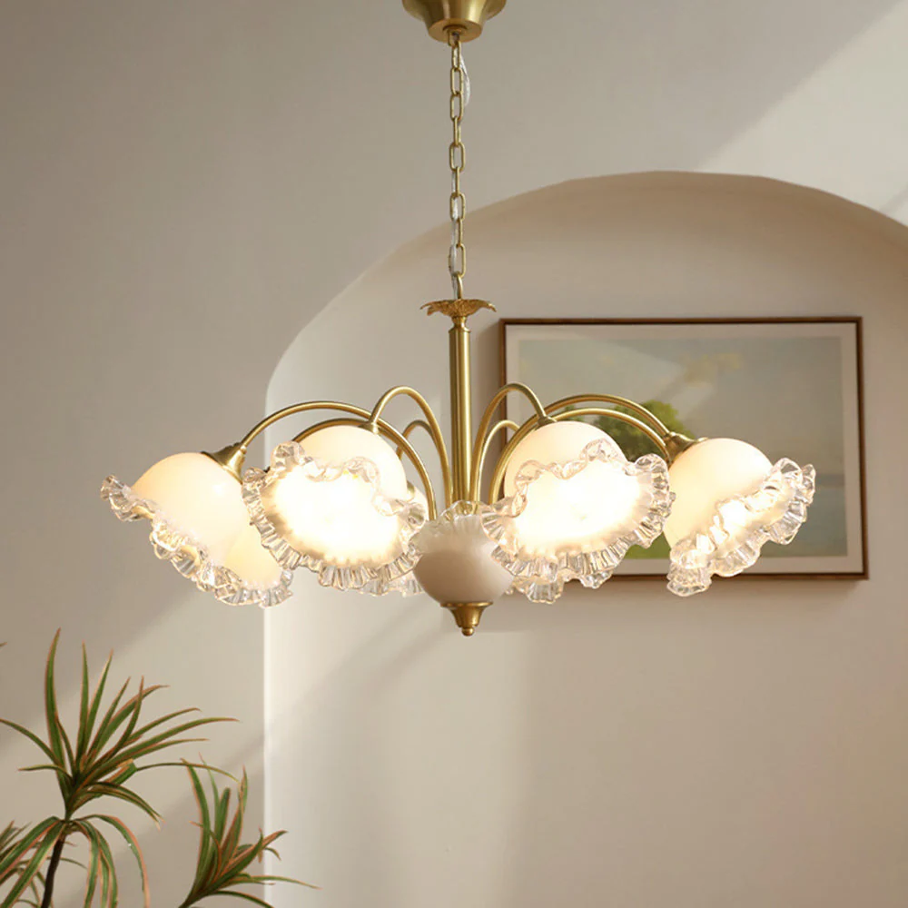 Large Flower Shape Copper Ceiling Chandelier - Image 11