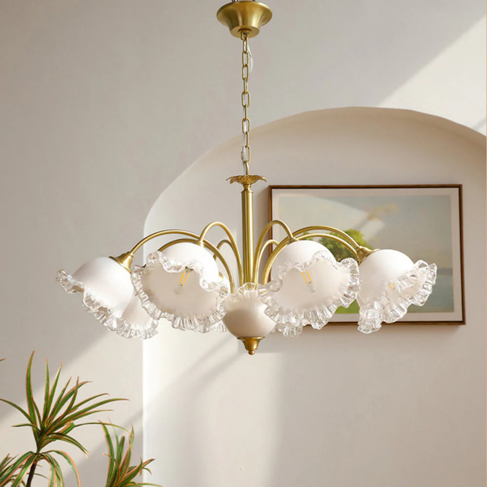 Large Flower Shape Copper Ceiling Chandelier - Image 14