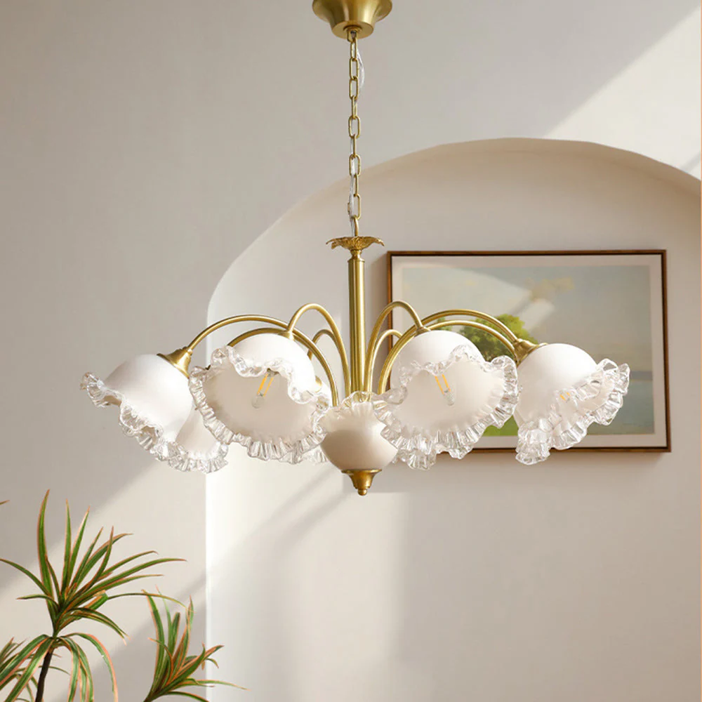 Large Flower Shape Copper Ceiling Chandelier - Image 9