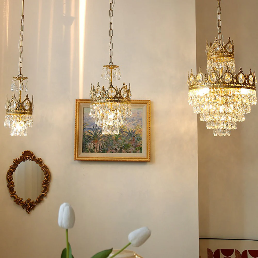 Retro French Gold Crystal Chandelier - Image 2