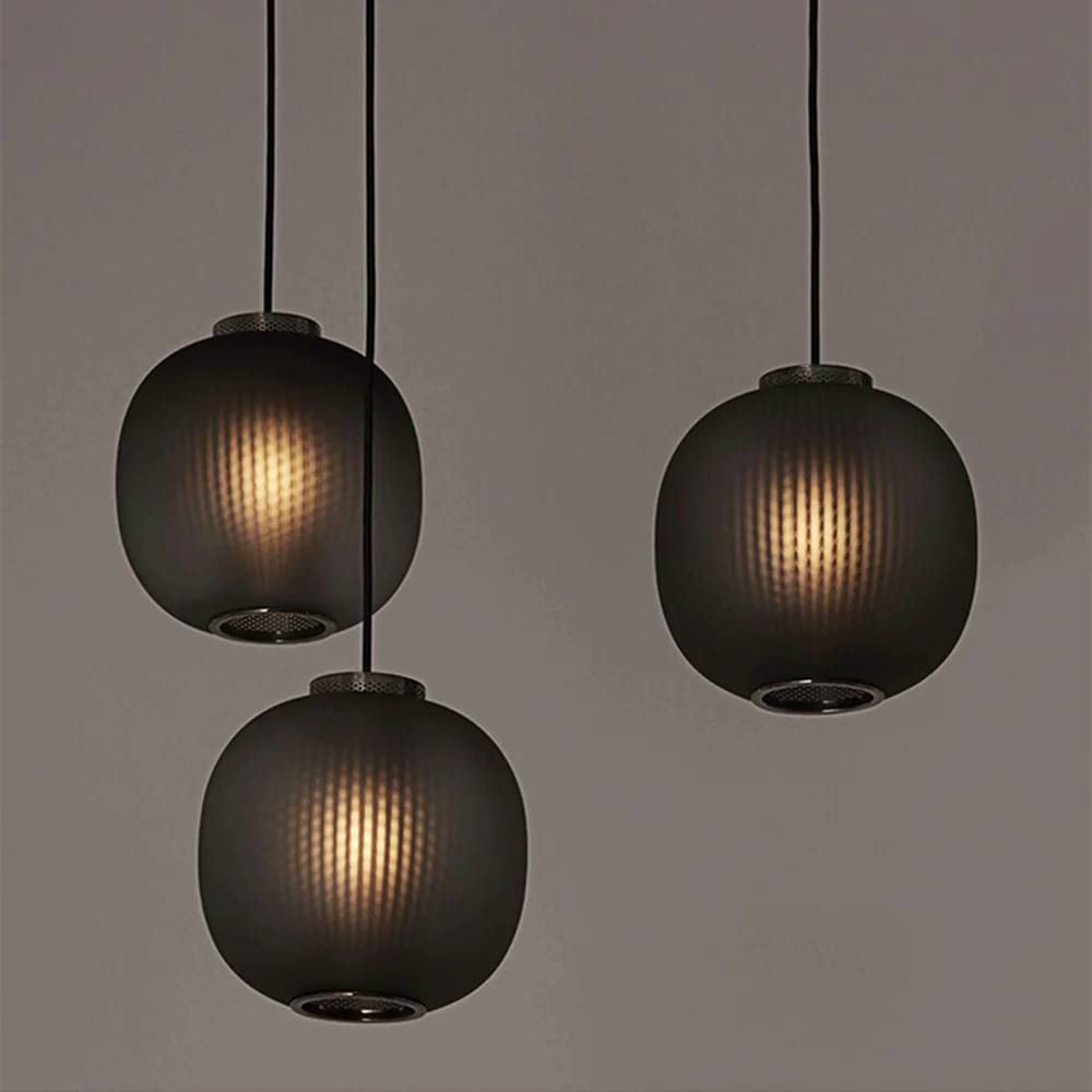 Retro Frosted Glass Lantern Pendant Light - Image 3