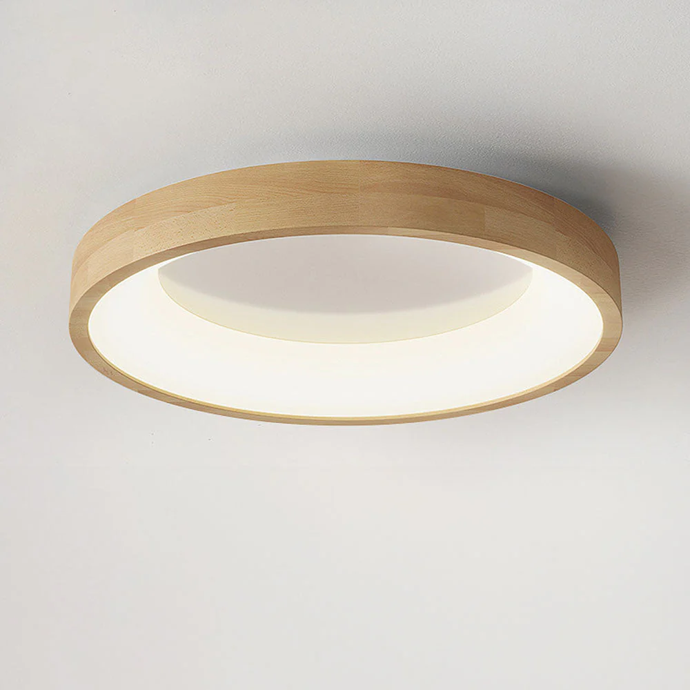 Retro Geometry Circle Wood LED Ceiling Light - Image 9