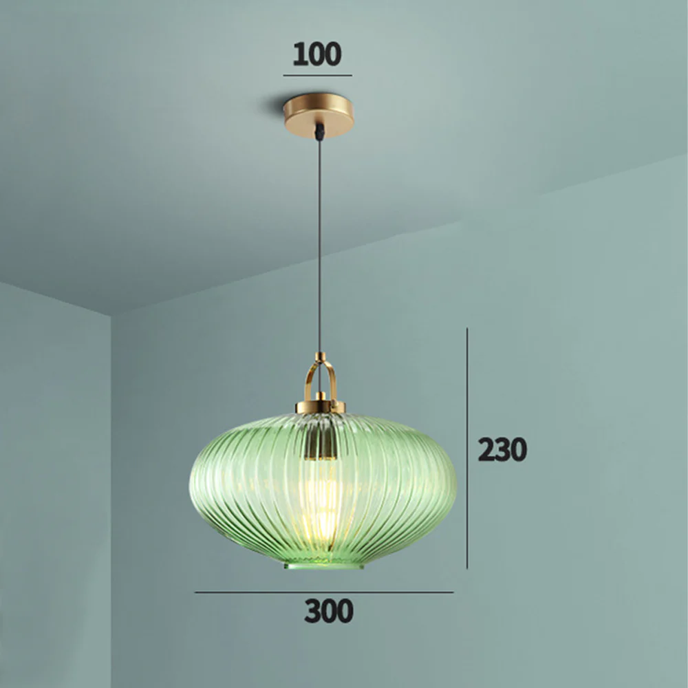 Retro Green Lantern Glass Pendant Lamp - Image 6