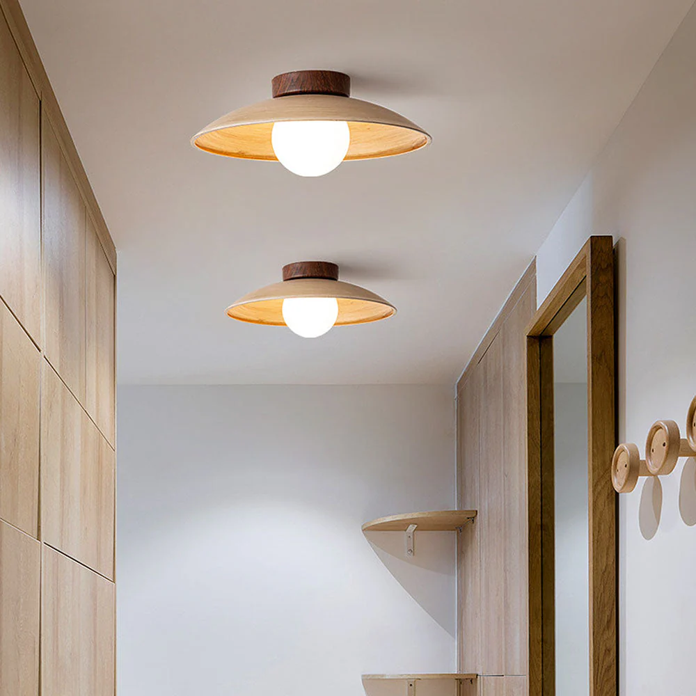 Retro Mini Wood Finish Hallway Ceiling Light - Image 3