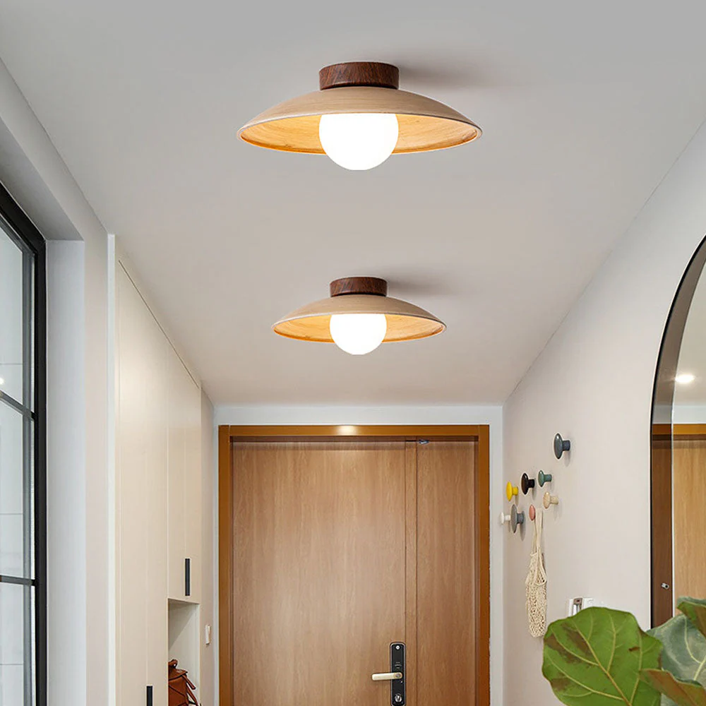 Retro Mini Wood Finish Hallway Ceiling Light - Image 4